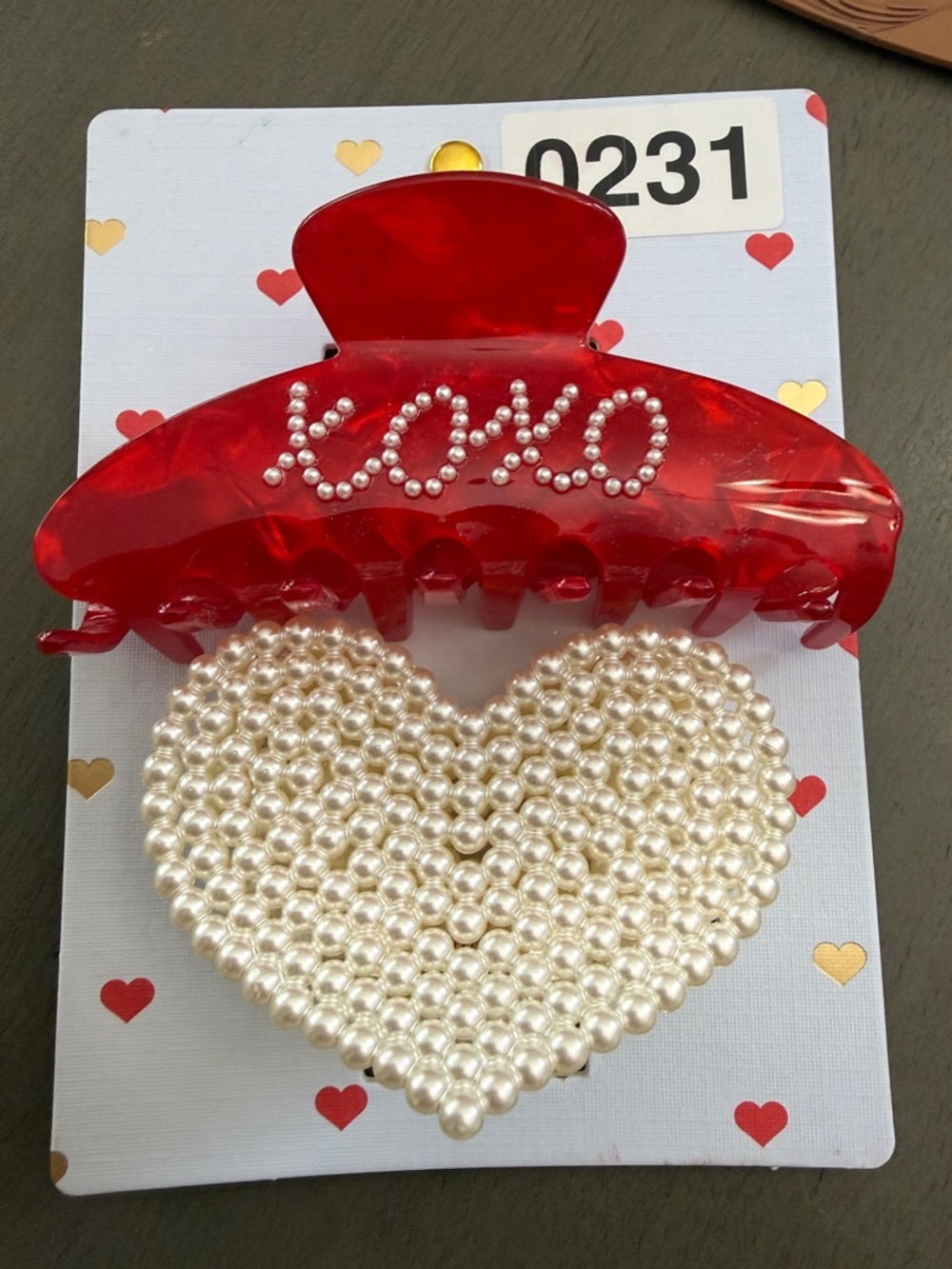 NEW Piper Red XOXO Pearl Heart Hair Claw Clip Coquette Y2K Valentine Aesthetic - Picture 5 of 7